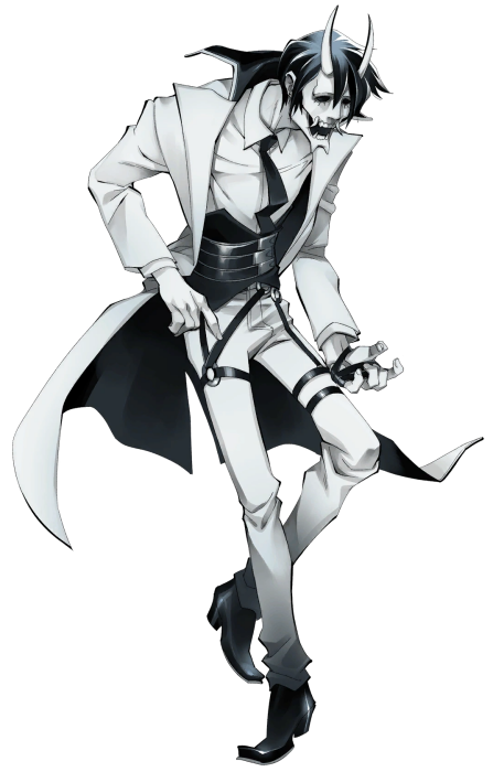 AN IMAGE OF THE MAIN CHARACTER, NEON WHITE.